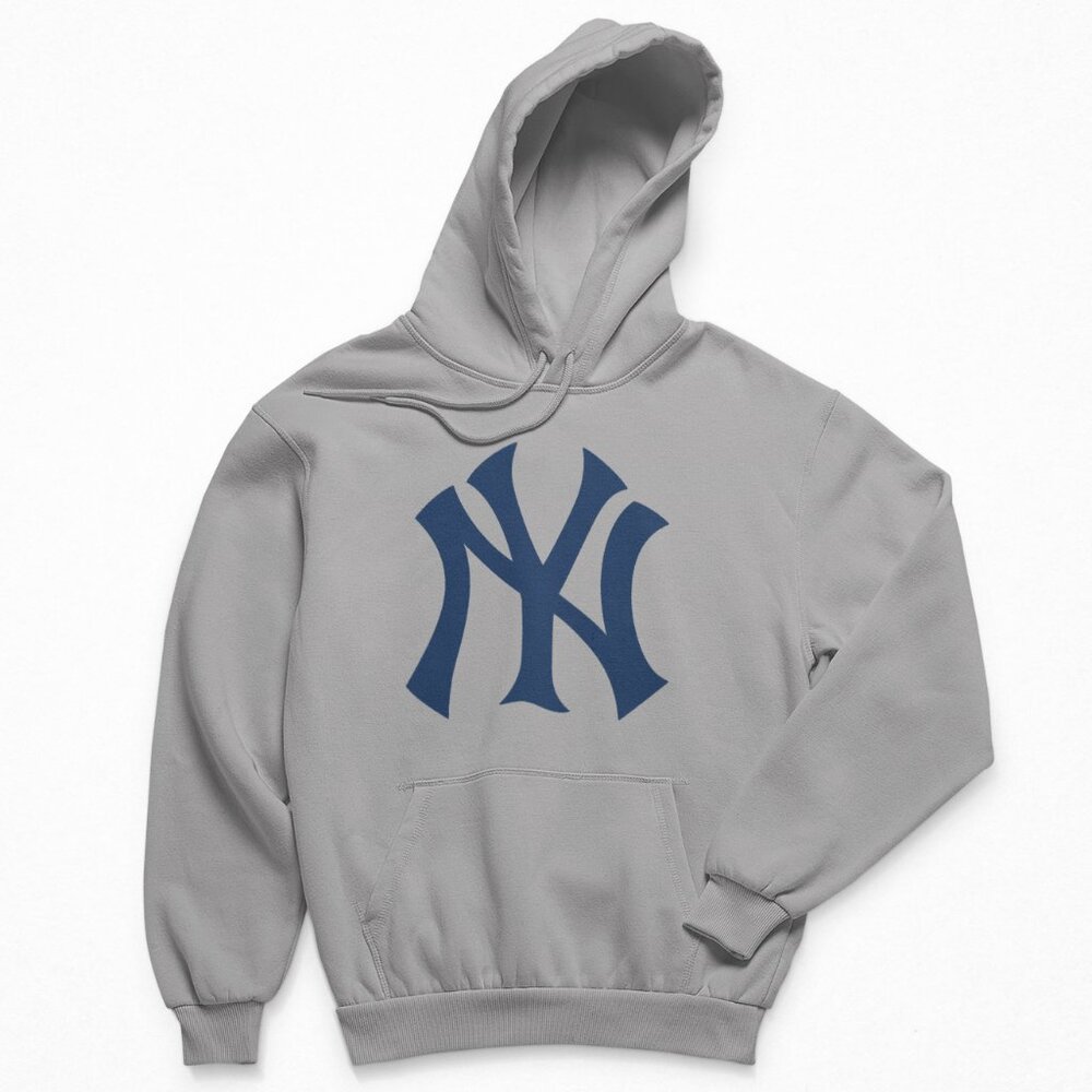 NEW York Yankees NY Team Color Pop Logo Fleece Pullover Hoodie GREY